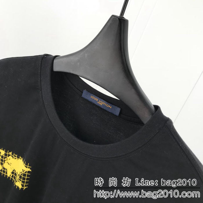 LV路易威登 19FW早春新款 地圖圖案 澳鑽短袖 情侶款 ydi1560